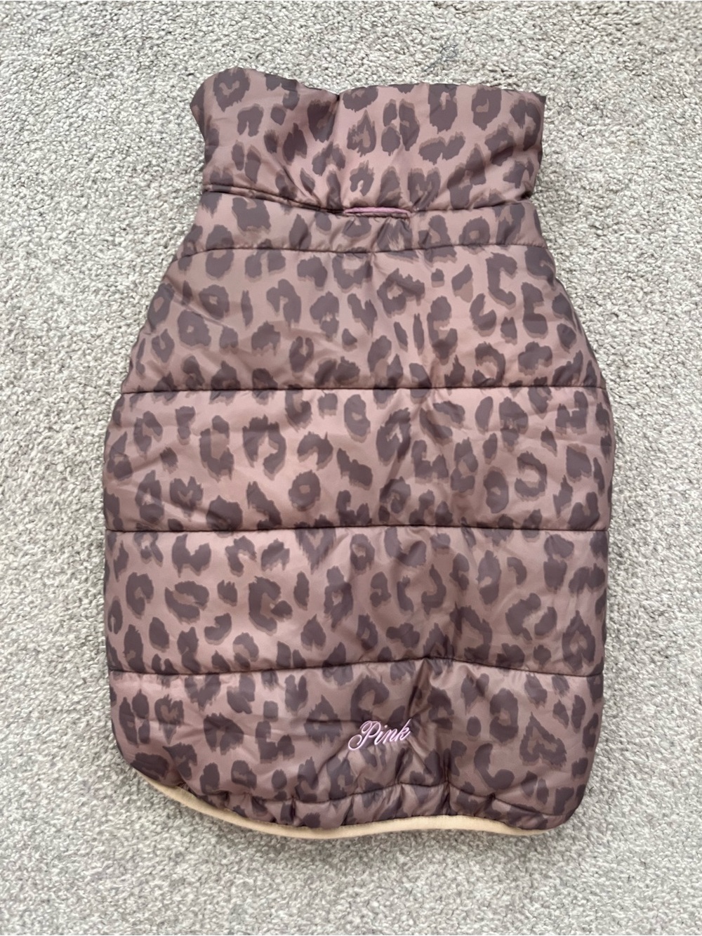 NWT PINK Victoria's Secret Gray and Pink Leopard Quilted Puffer Jacket in L & XL
